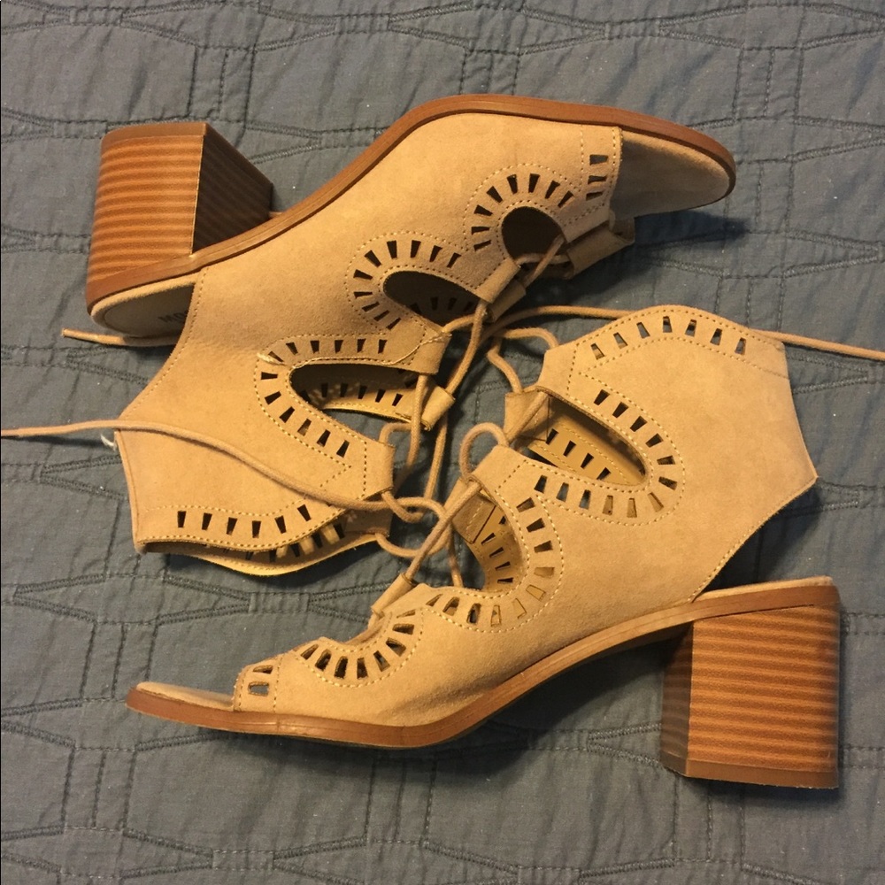 Nude block heels
